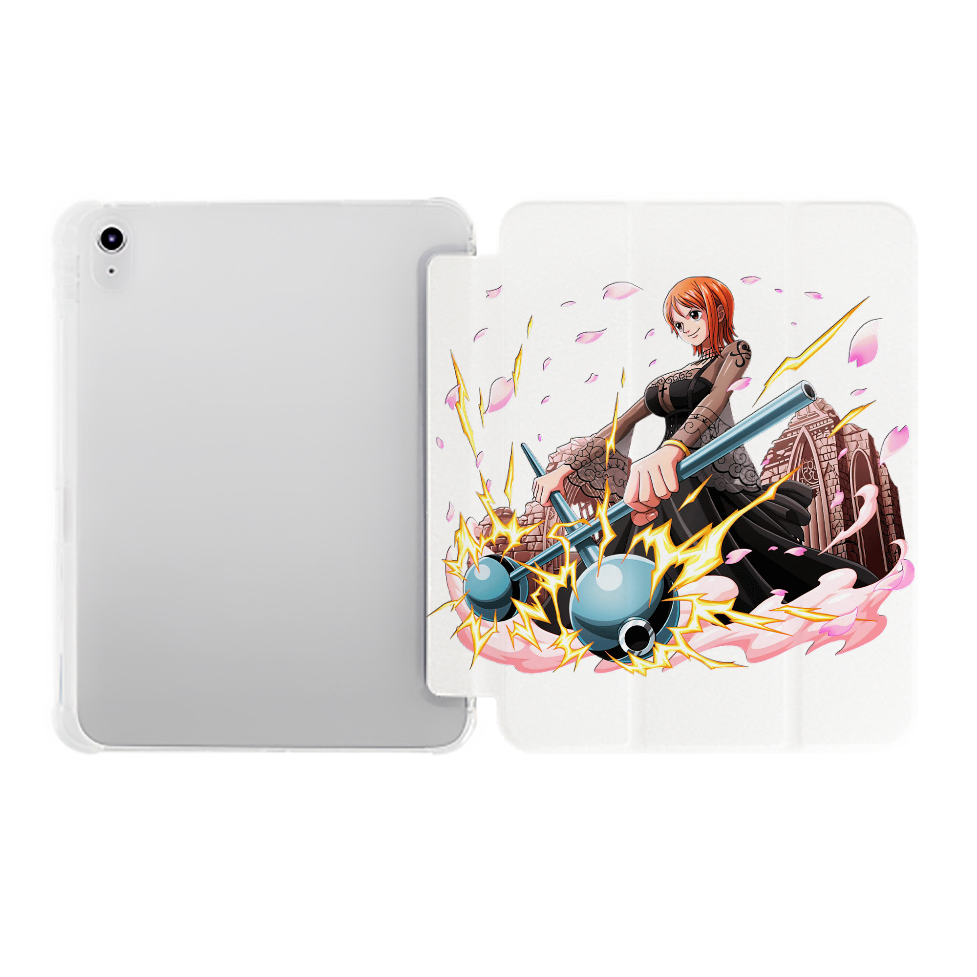 （画像用） ワンピース ナミ ONE PIECE Nami IPad ケース ペン収納付き 三つ折りスタンド PUレザー×シリコン 対応機種9.5/10.5/10.9インチ